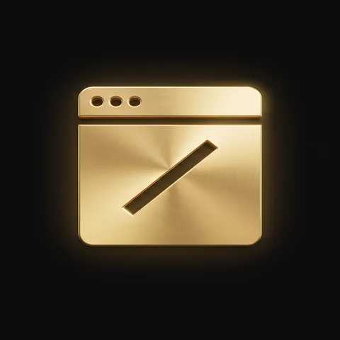 Gold browser window icon with a blocking slash